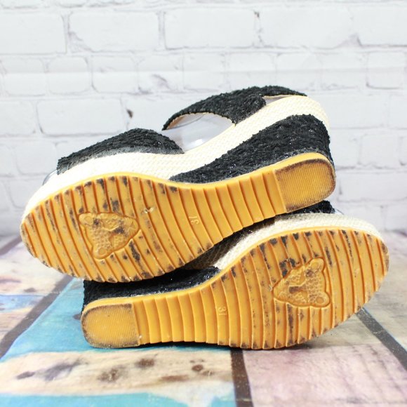 Women's Black Cream Ankle Strap Espadrille Platform Sandals Size 37 US 7 - Picture 8 of 8